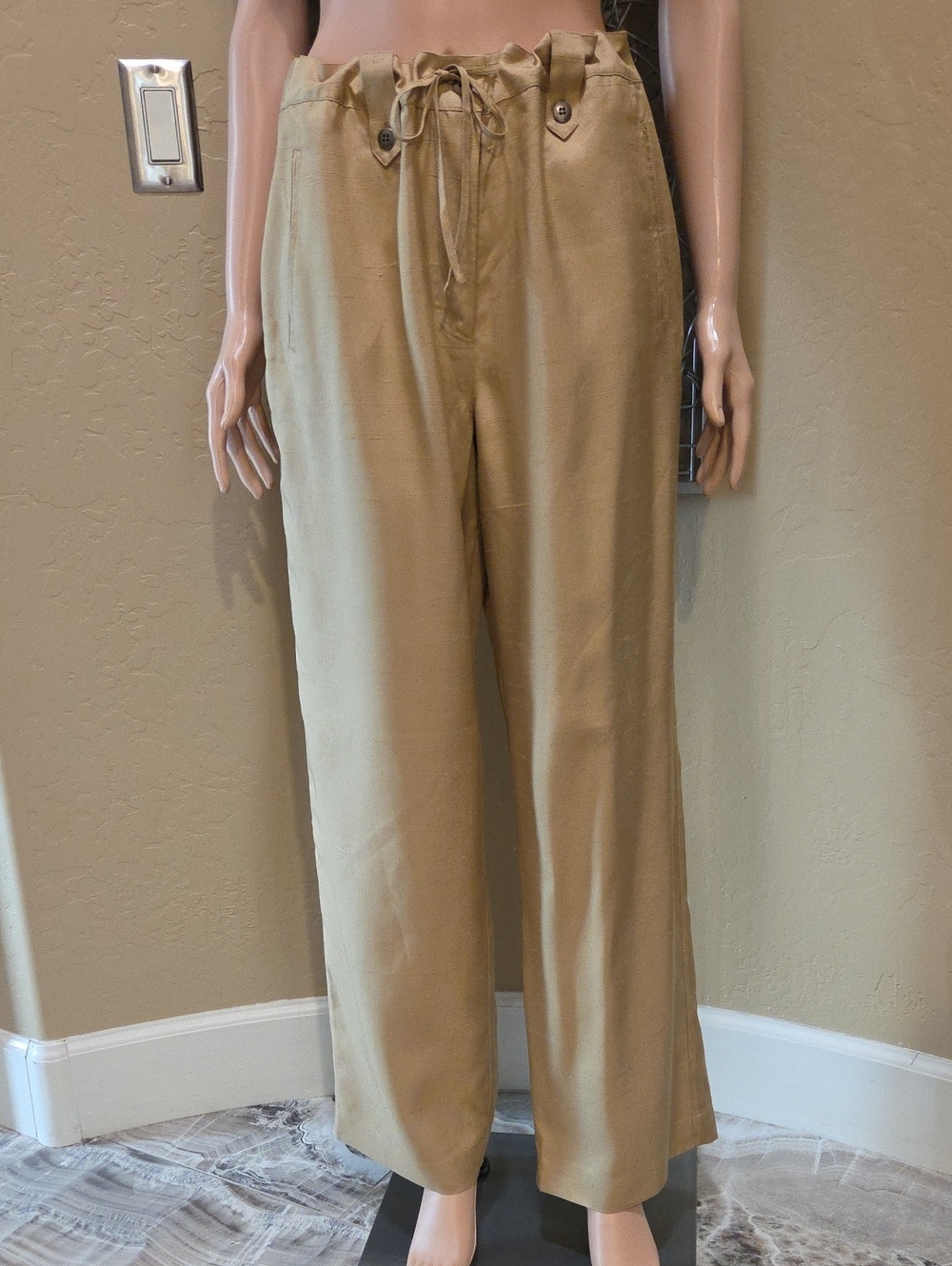 Chico's Design Silk Women's Drawstring Gold Pants